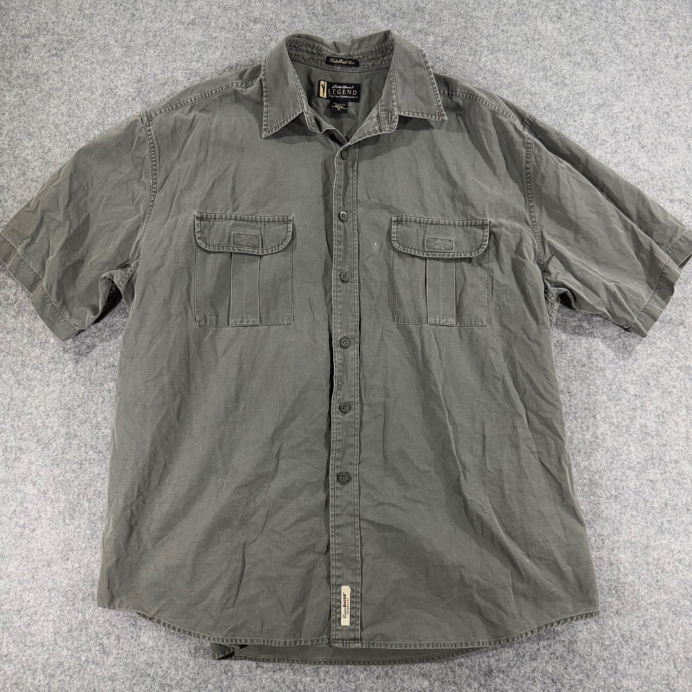Eddie Bauer Legend Switchback Shirt Mens XL Gray Cotton Short Sleeve Utility